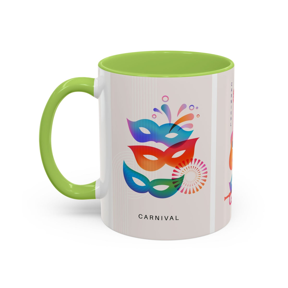 Carnival Music Accent Coffee Mug — Colorful Guitar & Mask 11/15oz