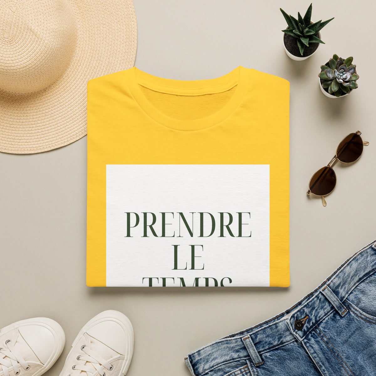 Prendre le Temps T-Shirt — French Relaxation Tee with Minimalist Script
