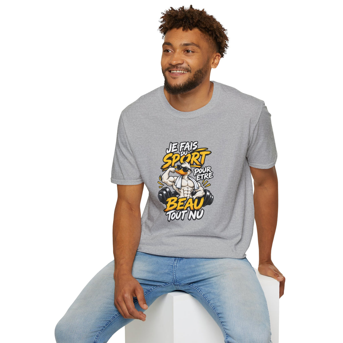 T-Shirt "Je Fais Sport Pour Être Beau Tout Nu" — Funny French Gym Graphic Tee