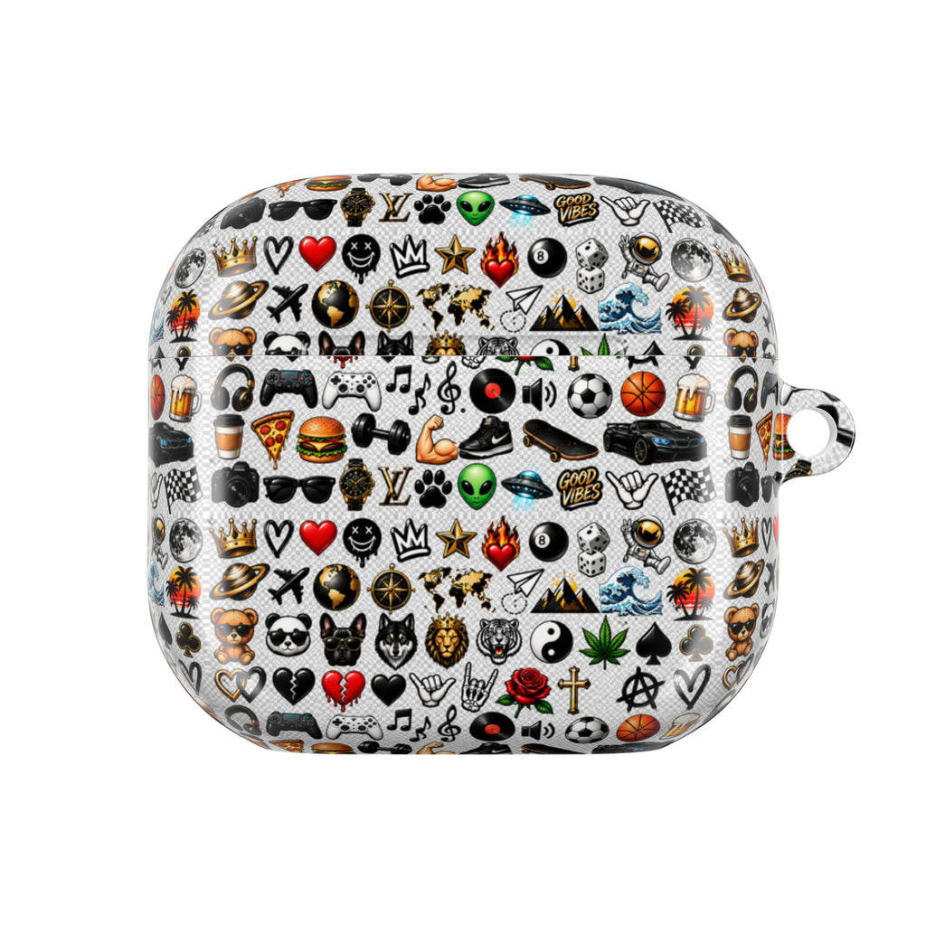 Emoji Pattern AirPod Case — Colorful Icon Collage Protective Cover