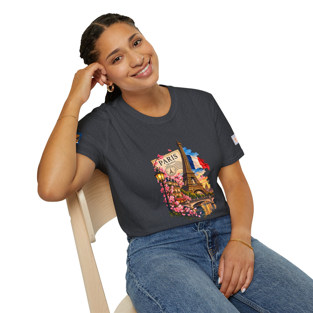 Paris Eiffel Tower Vintage Floral T-Shirt