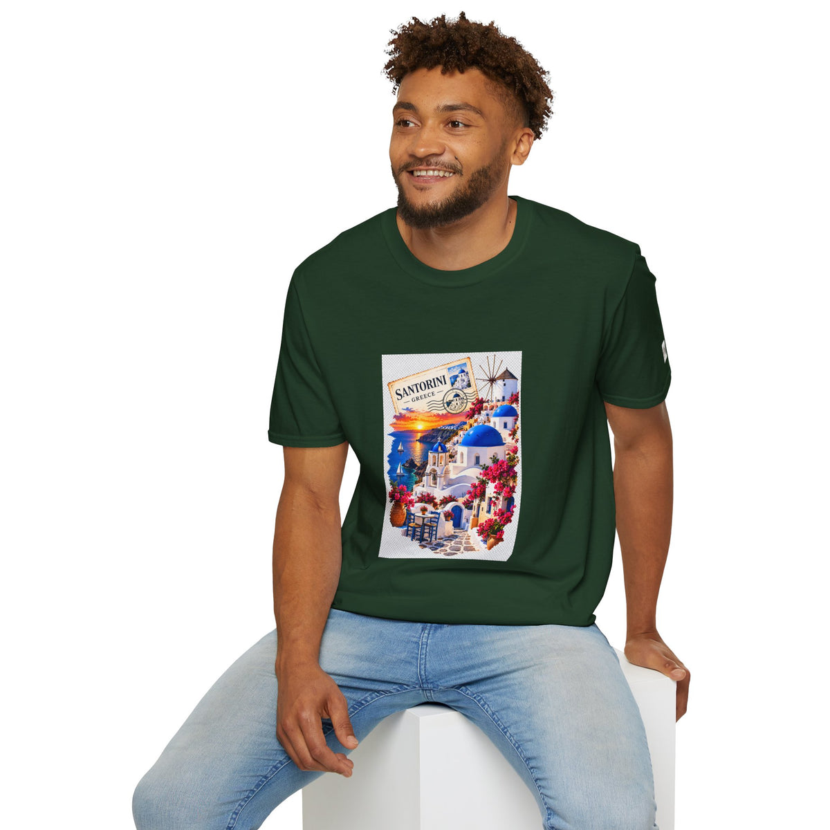 Santorini Greece Vintage Travel T-Shirt – Scenic Oia Sunset Poster Tee