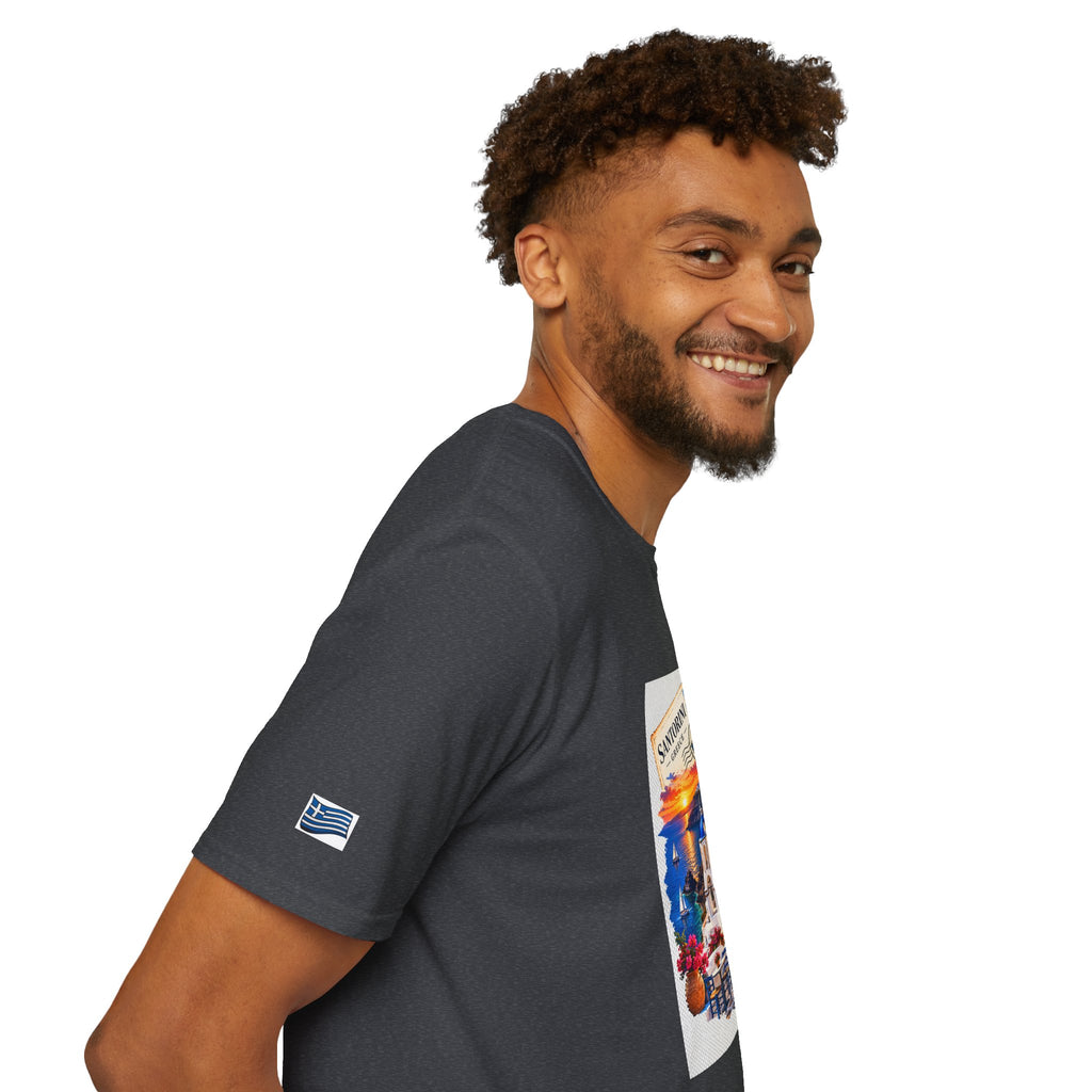 Santorini Greece Vintage Travel T-Shirt – Scenic Oia Sunset Poster Tee