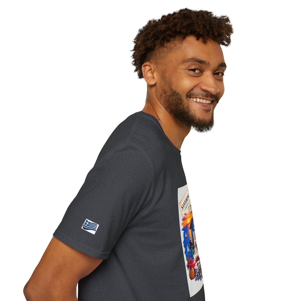 Santorini Greece Vintage Travel T-Shirt – Scenic Oia Sunset Poster Tee