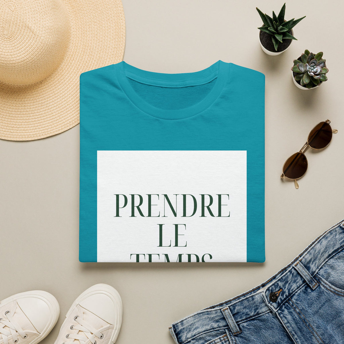 Prendre le Temps T-Shirt — French Relaxation Tee with Minimalist Script