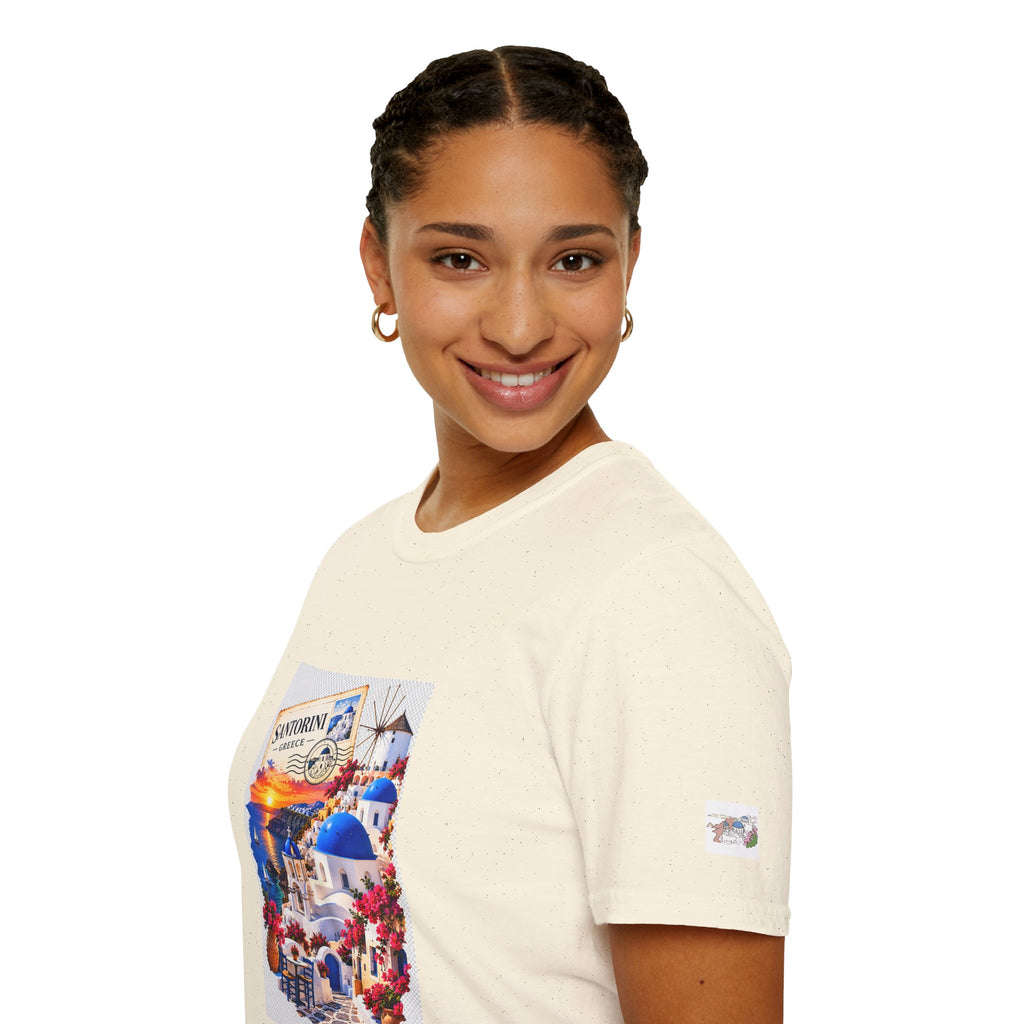Santorini Greece Vintage Travel T-Shirt – Scenic Oia Sunset Poster Tee
