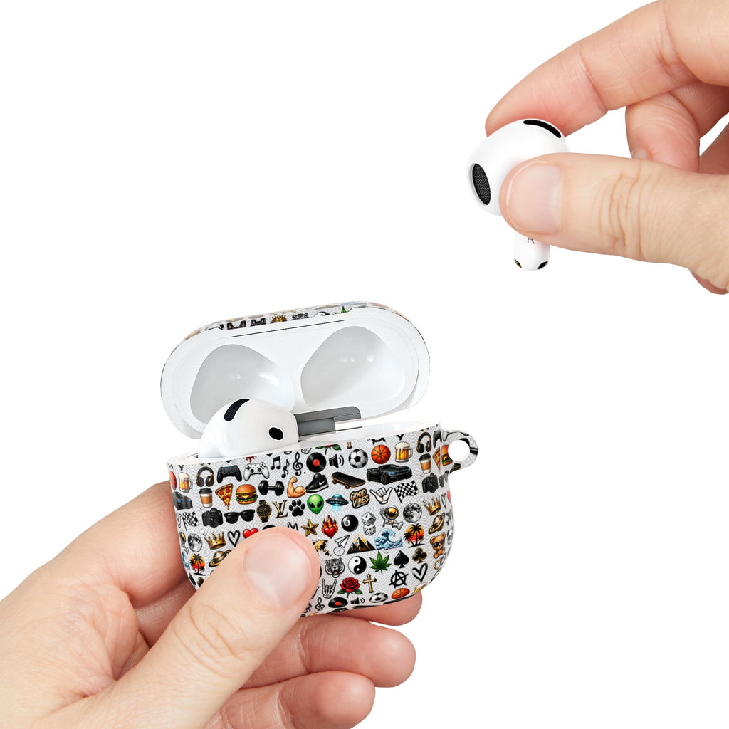 Emoji Pattern AirPod Case — Colorful Icon Collage Protective Cover