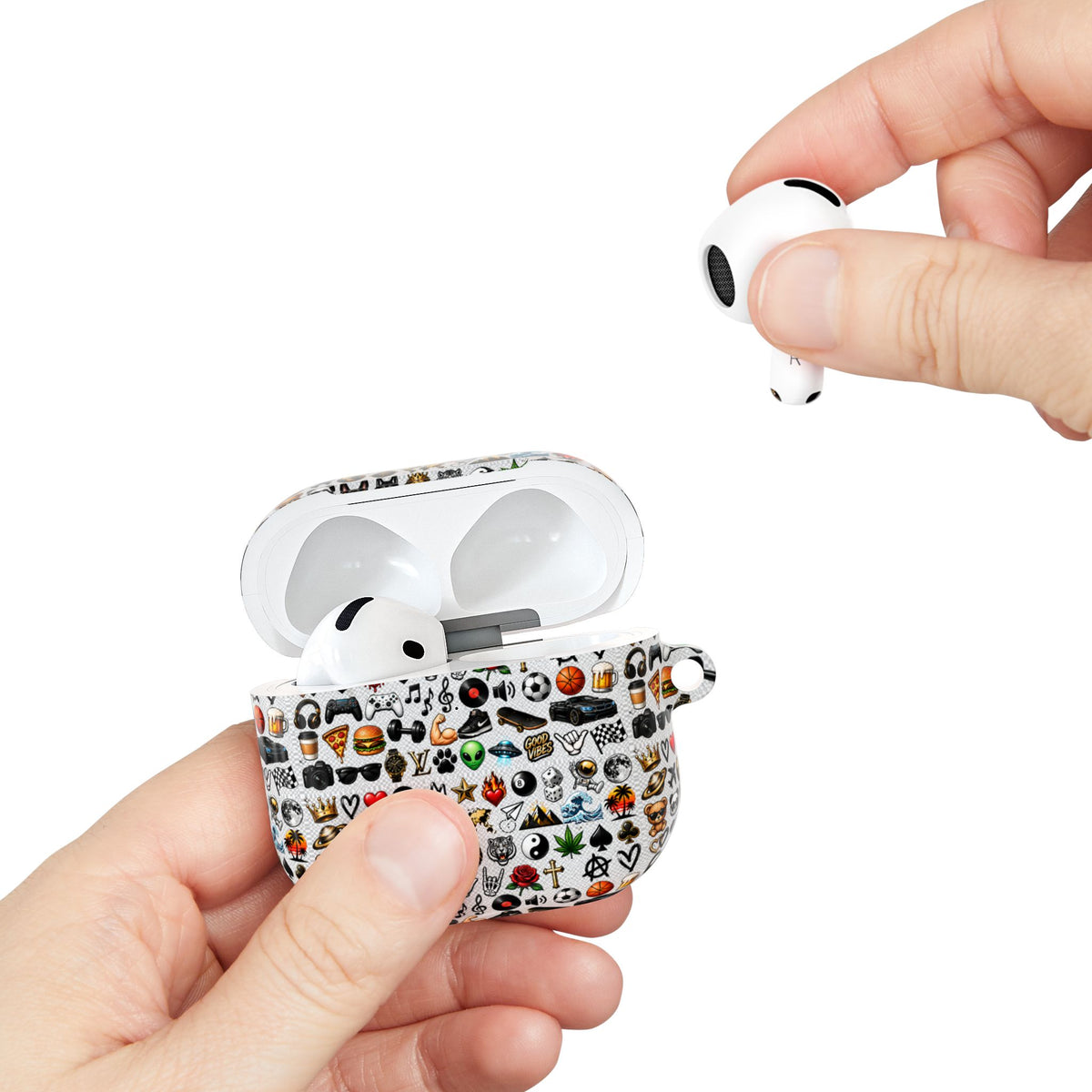 Emoji Pattern AirPod Case — Colorful Icon Collage Protective Cover