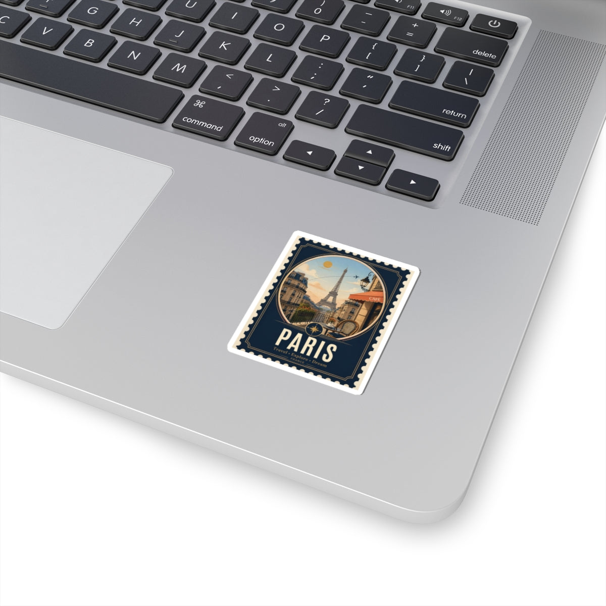 Paris Vintage Travel Sticker — Eiffel Tower Postage-Style Kiss-Cut