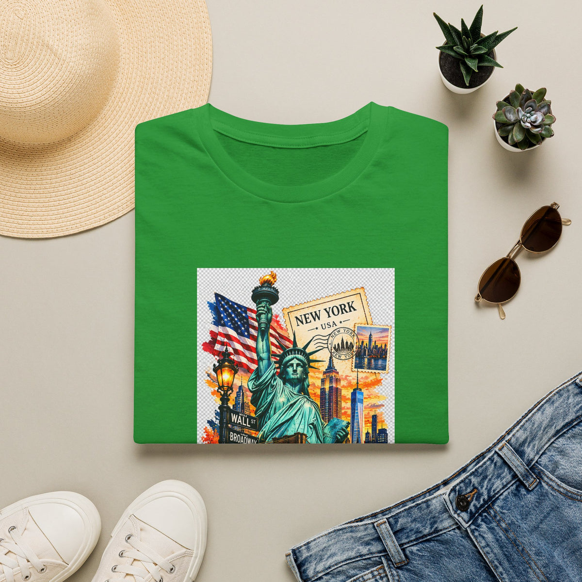 New York City Statue of Liberty Vintage Skyline T-Shirt