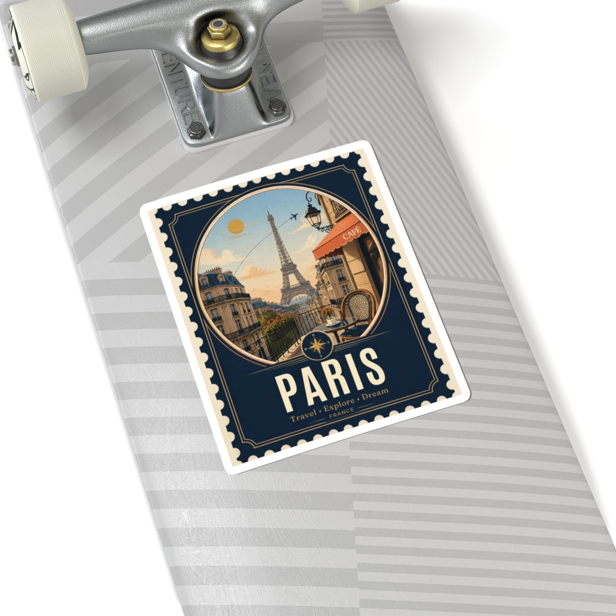 Paris Vintage Travel Sticker — Eiffel Tower Postage-Style Kiss-Cut