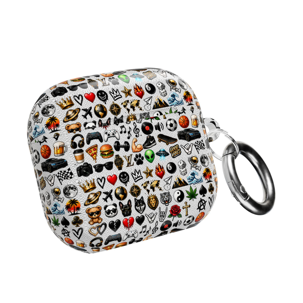 Emoji Pattern AirPod Case — Colorful Icon Collage Protective Cover
