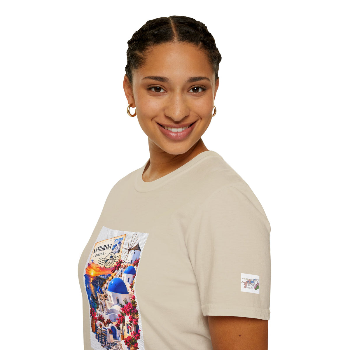 Santorini Greece Vintage Travel T-Shirt – Scenic Oia Sunset Poster Tee