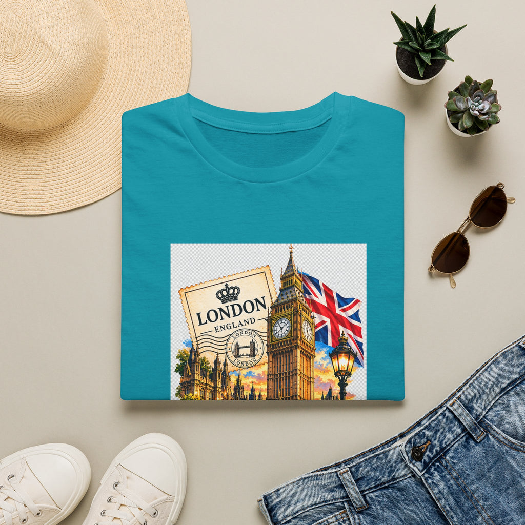 London Vintage Collage T-Shirt — Big Ben, Red Bus & Union Jack Tee
