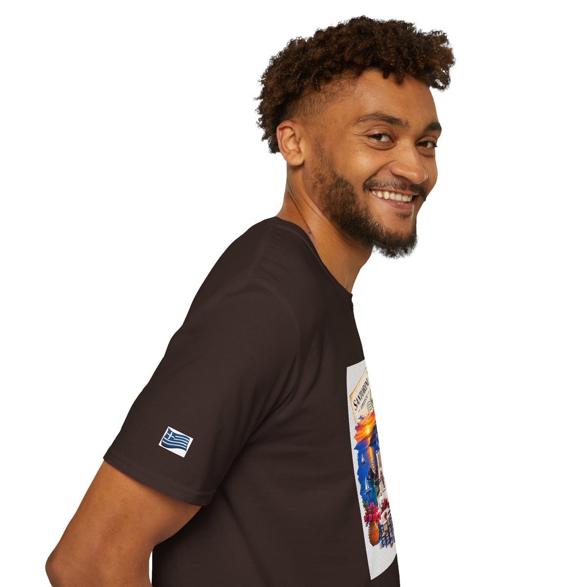 Santorini Greece Vintage Travel T-Shirt – Scenic Oia Sunset Poster Tee