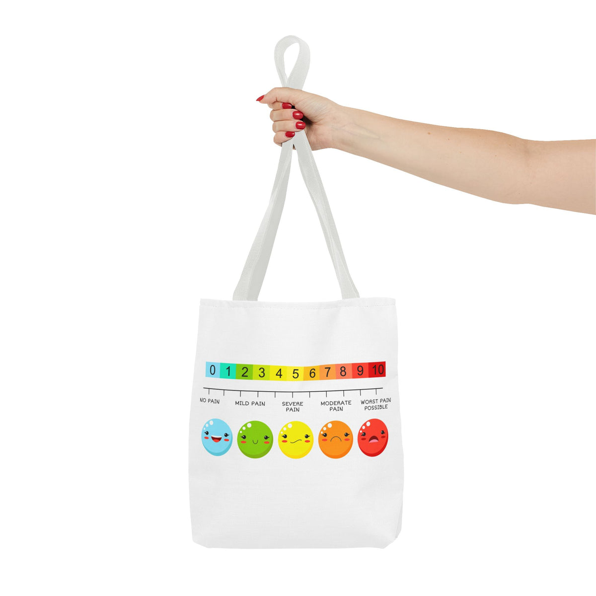 Tote Bag — Pain Scale & Sick Zombie Emoji AOP Tote