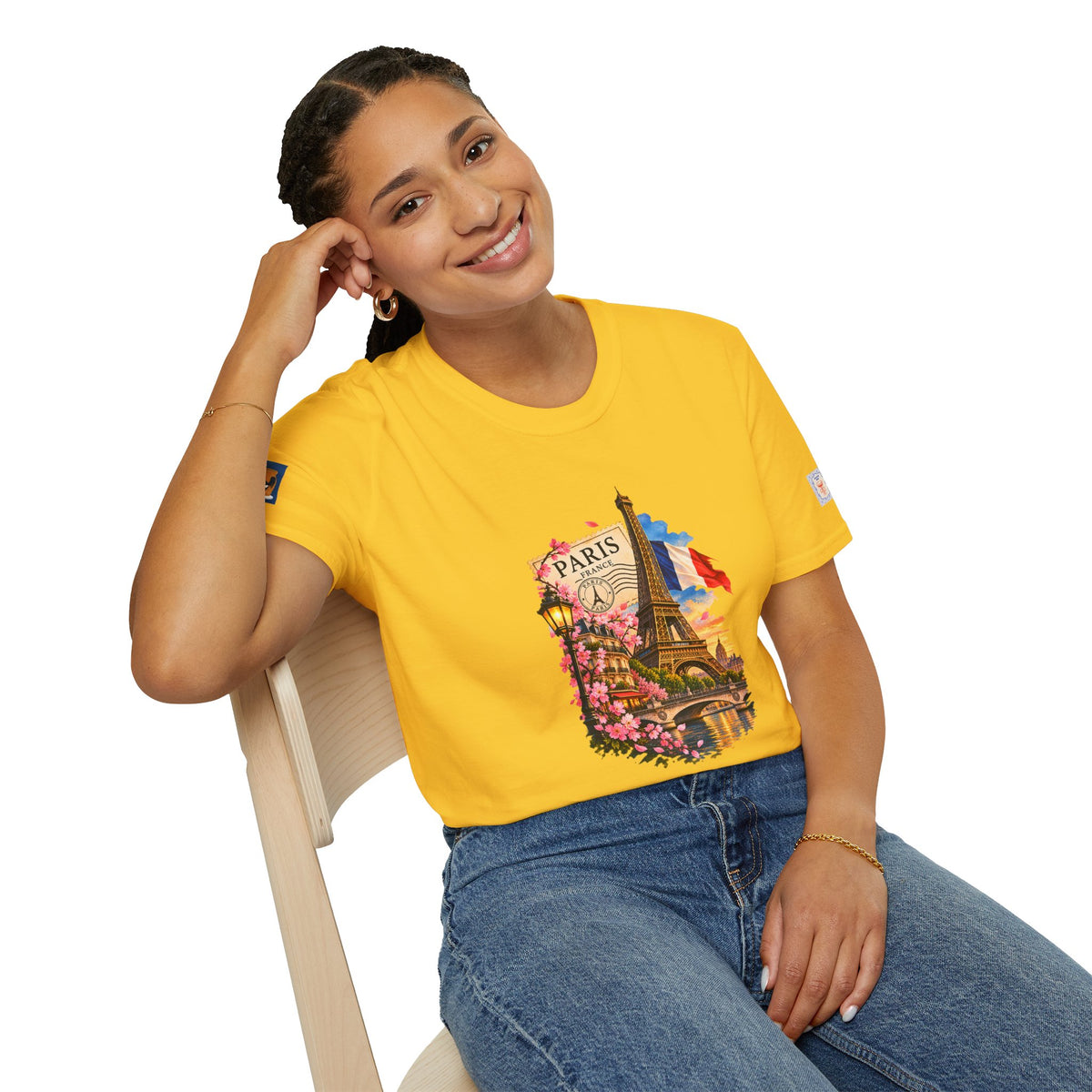Paris Eiffel Tower Vintage Floral T-Shirt