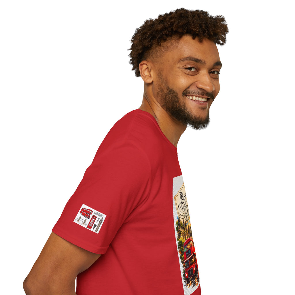 London Vintage Collage T-Shirt — Big Ben, Red Bus & Union Jack Tee