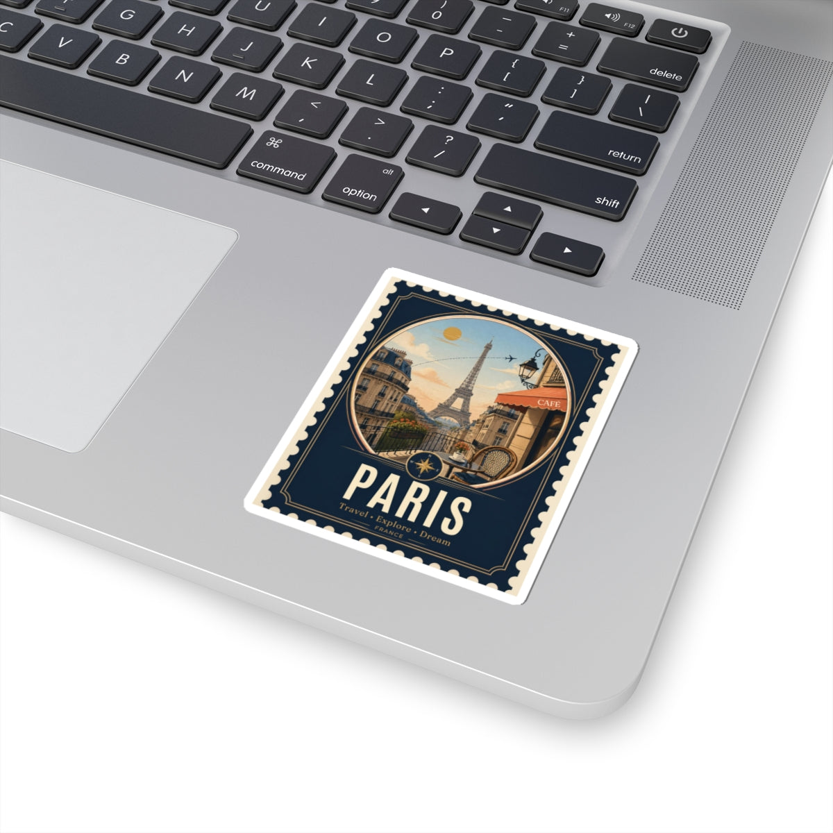 Paris Vintage Travel Sticker — Eiffel Tower Postage-Style Kiss-Cut