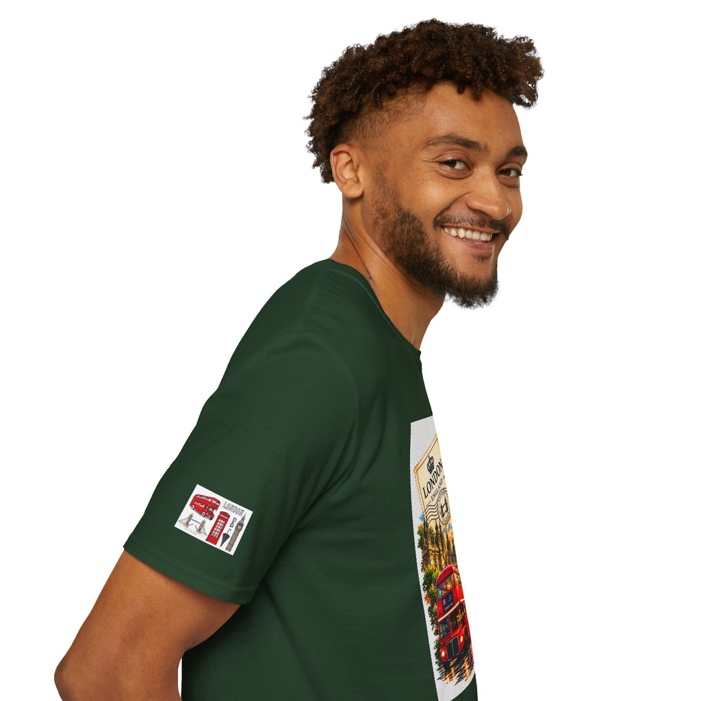 London Vintage Collage T-Shirt — Big Ben, Red Bus & Union Jack Tee