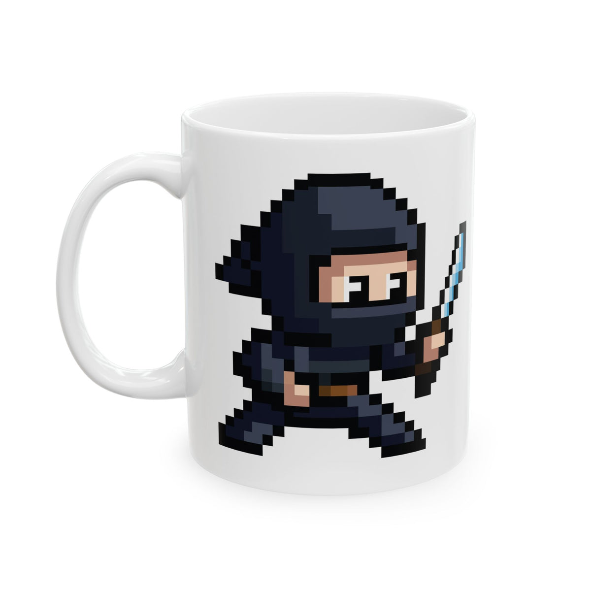 Pixel Ninja Ceramic Mug — Retro Gamer Coffee Cup (11oz & 15oz)