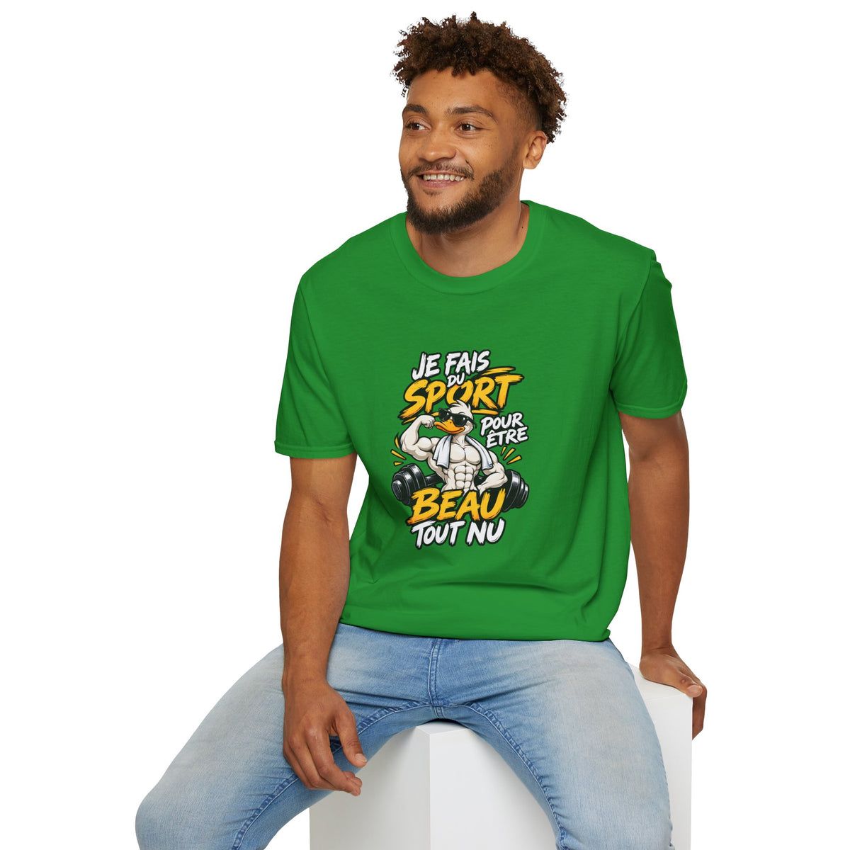 T-Shirt "Je Fais Sport Pour Être Beau Tout Nu" — Funny French Gym Graphic Tee