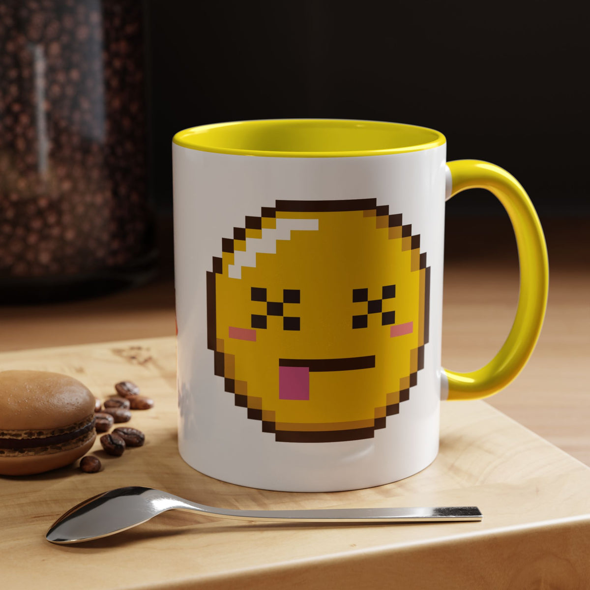 Pixel Emoji Coffee Mug — Fun Retro 8‑Bit Smiley Accent Mug (11/15oz)