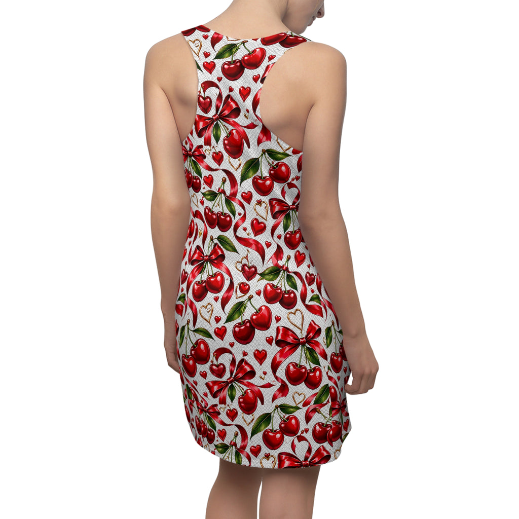 Cherry Hearts Racerback Dress — Cute Red Cherry Print Summer Sundress
