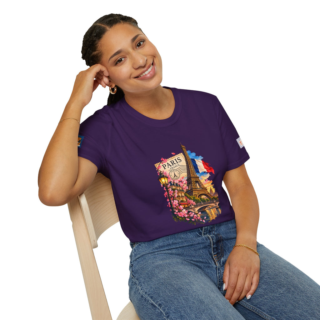 Paris Eiffel Tower Vintage Floral T-Shirt