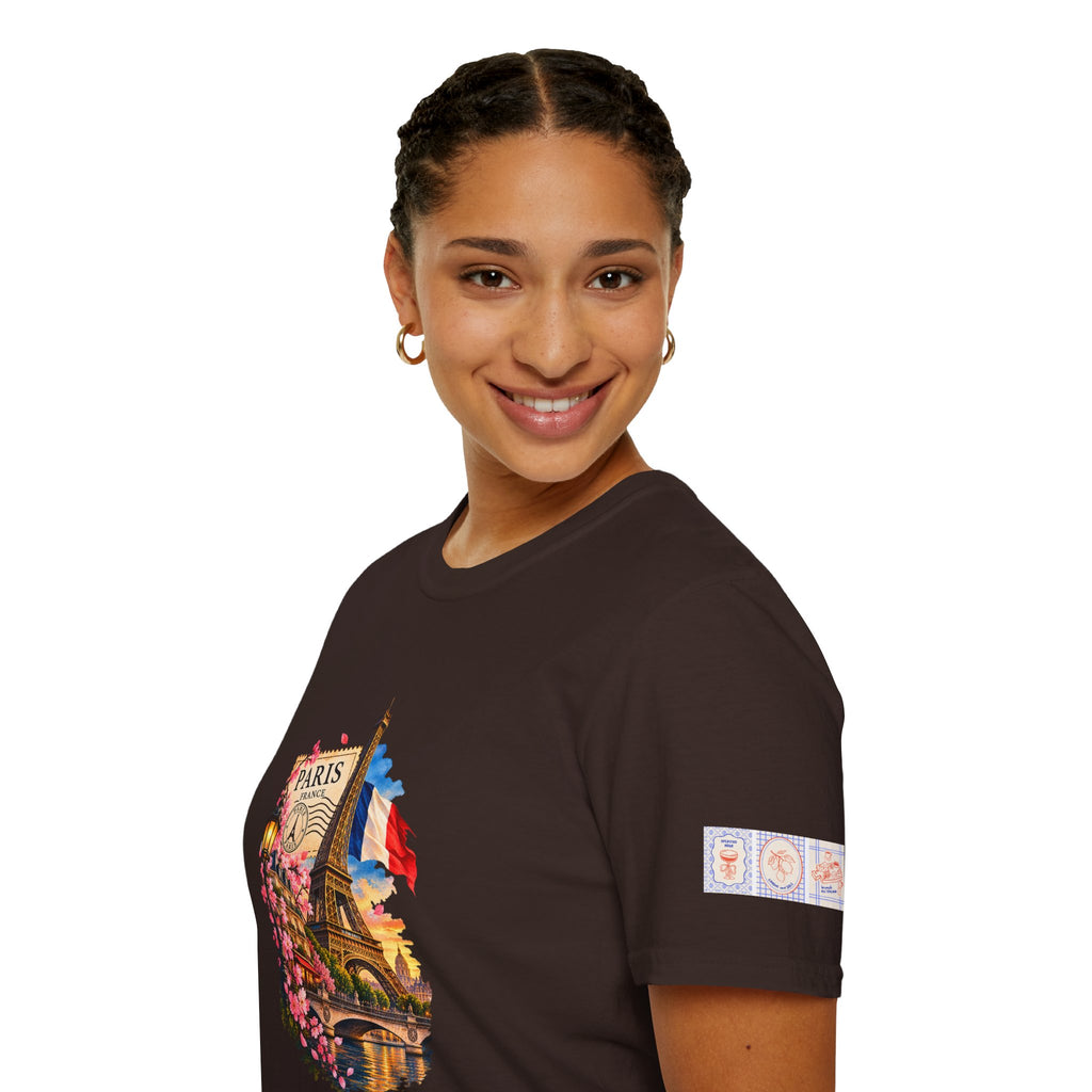 Paris Eiffel Tower Vintage Floral T-Shirt