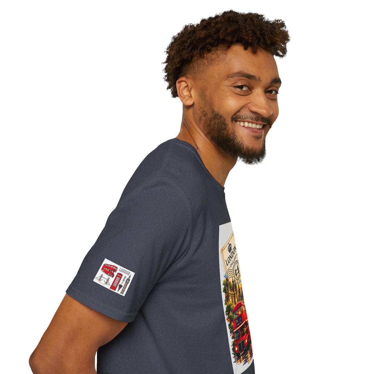 London Vintage Collage T-Shirt — Big Ben, Red Bus & Union Jack Tee