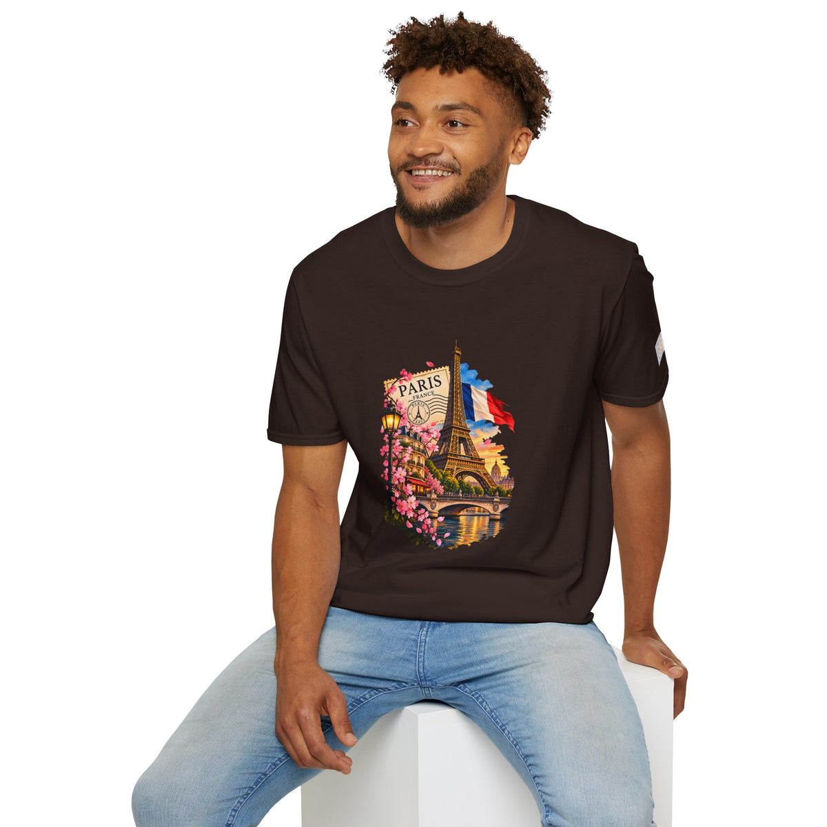 Paris Eiffel Tower Vintage Floral T-Shirt