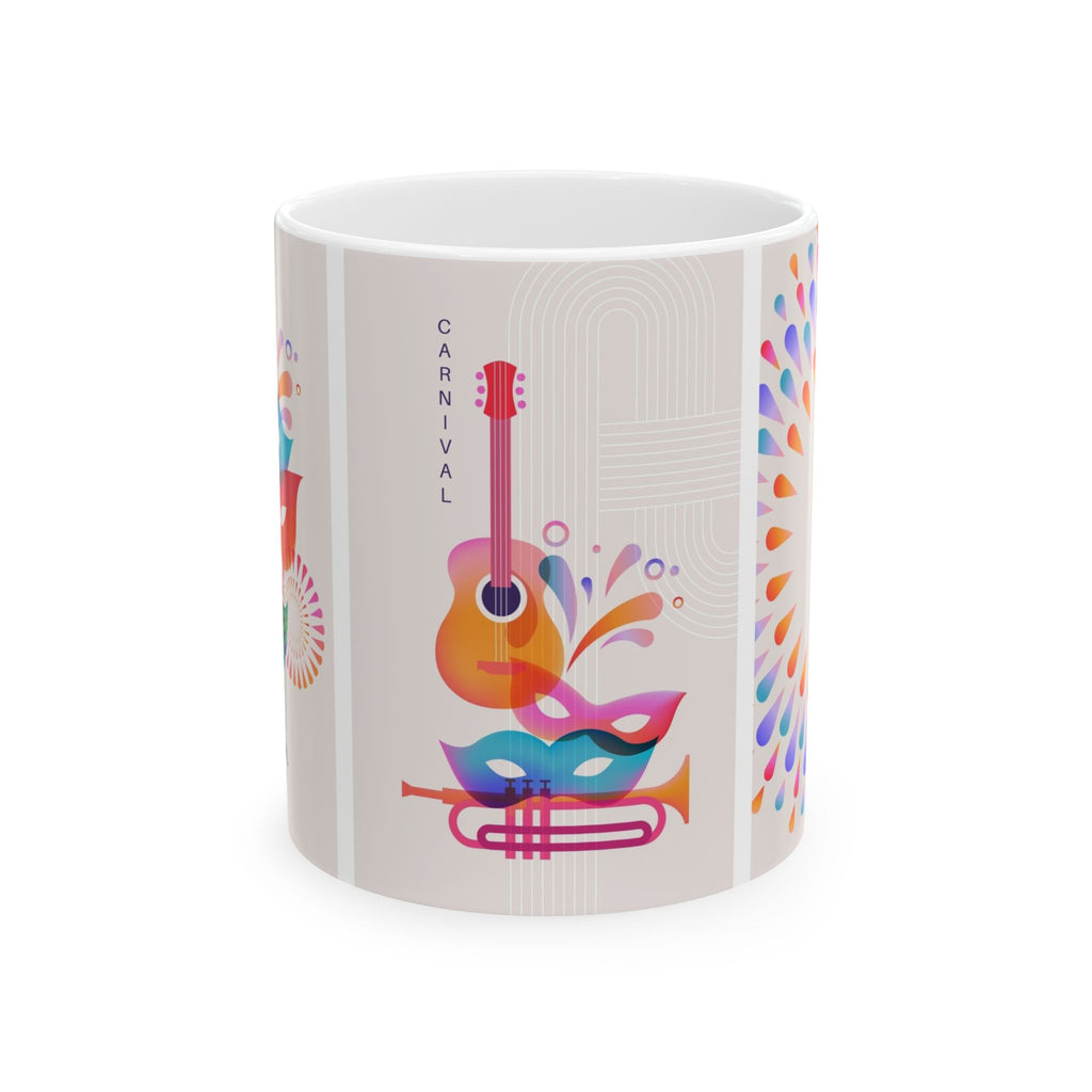 Carnival Music Ceramic Mug – Colorful Guitar & Mask Coffee Cup (11oz, 15oz)