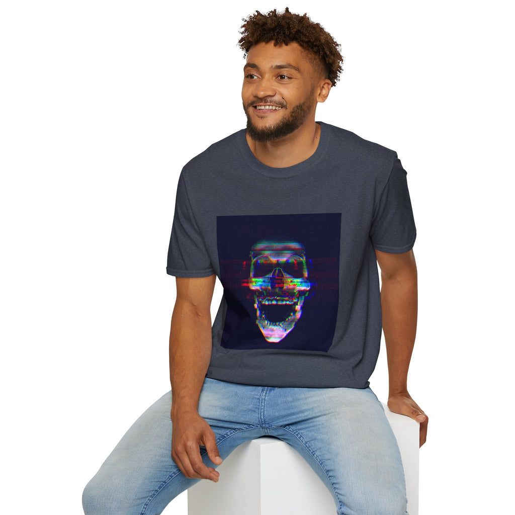 Glitch Neon Skull T-Shirt — Cyberpunk Retro Horror Tee