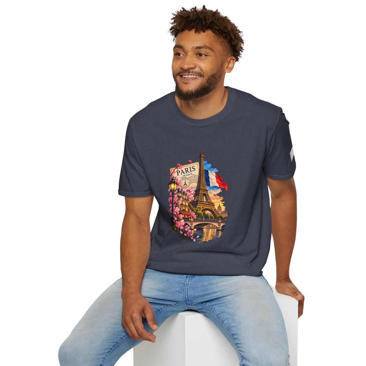 Paris Eiffel Tower Vintage Floral T-Shirt
