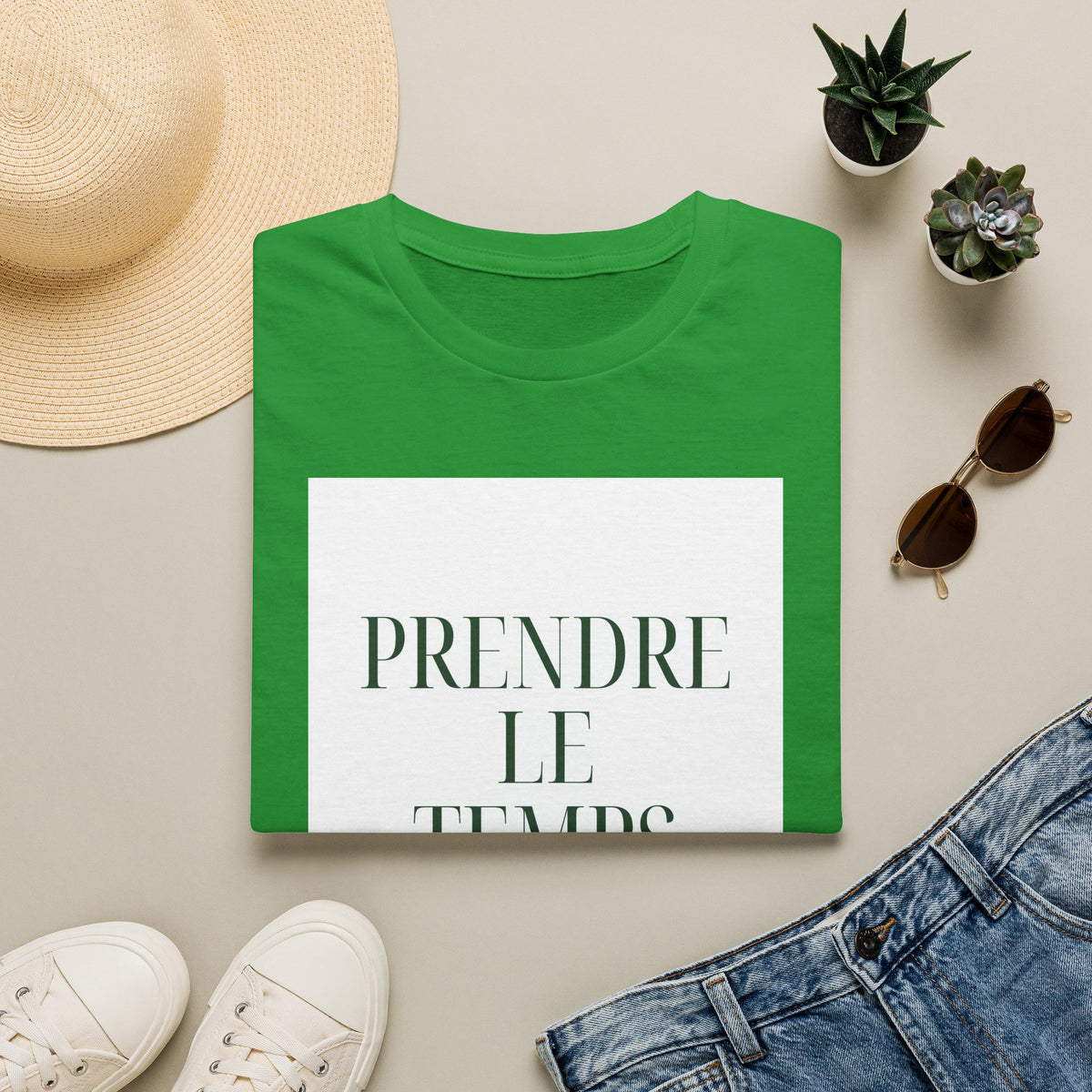 Prendre le Temps T-Shirt — French Relaxation Tee with Minimalist Script
