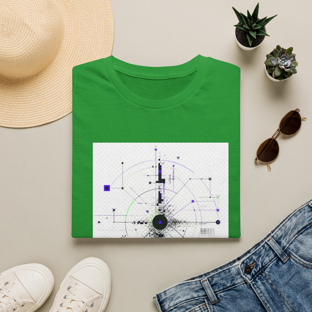 Abstract Tech Compass T-Shirt — Geometric Cyberpunk Graphic Tee