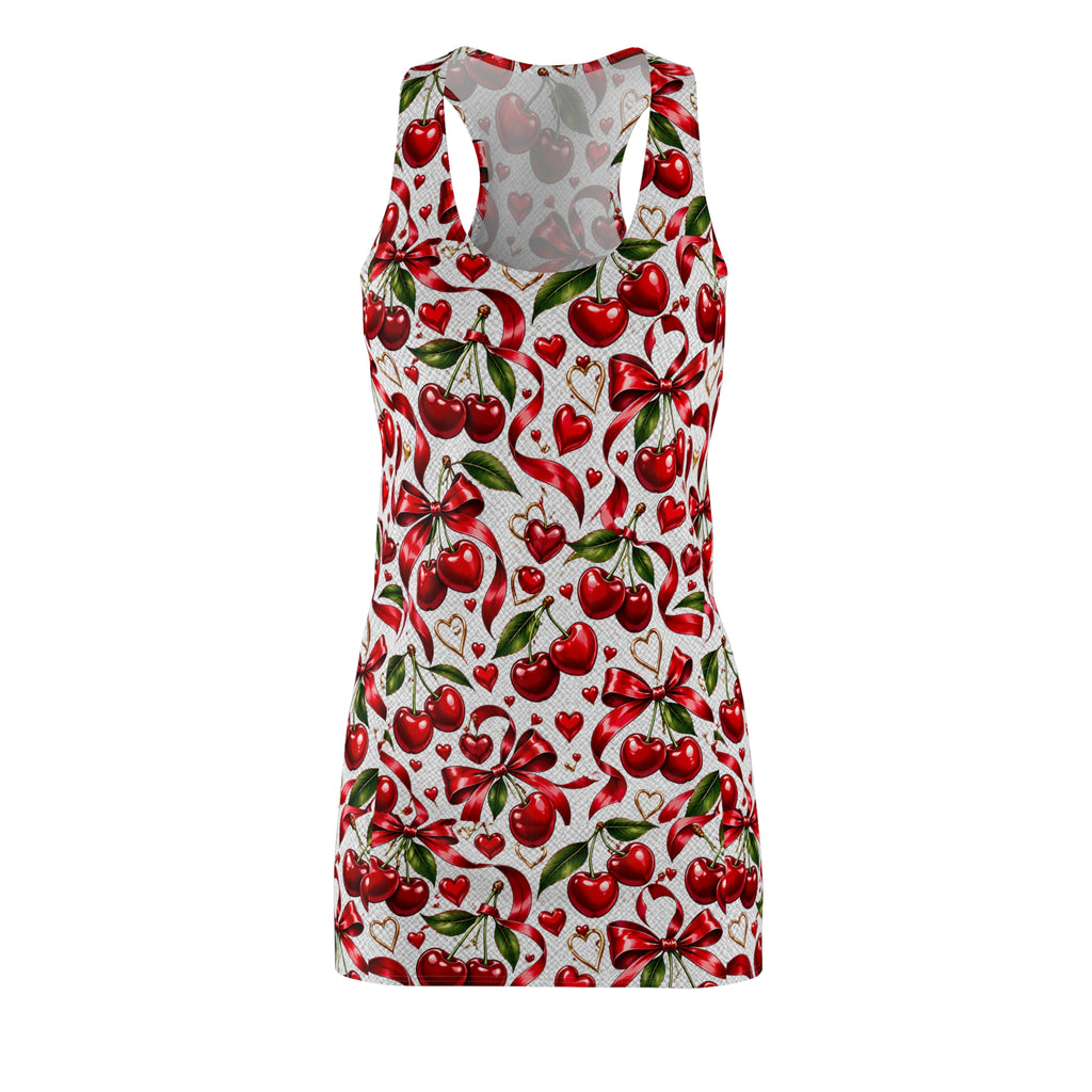 Cherry Hearts Racerback Dress — Cute Red Cherry Print Summer Sundress