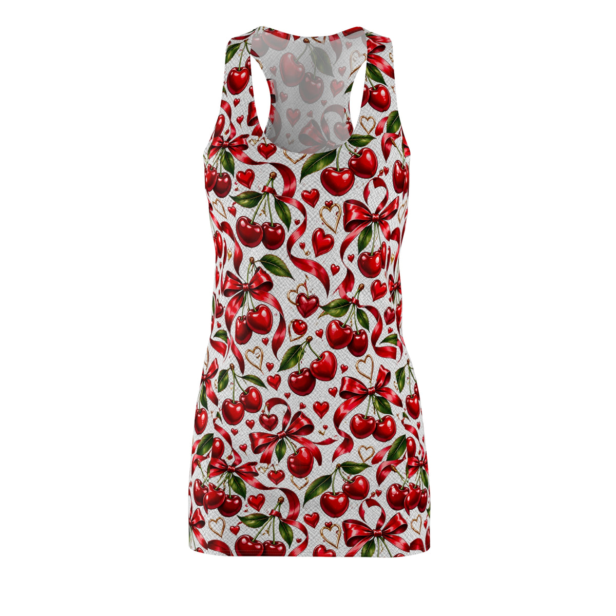 Cherry Hearts Racerback Dress — Cute Red Cherry Print Summer Sundress