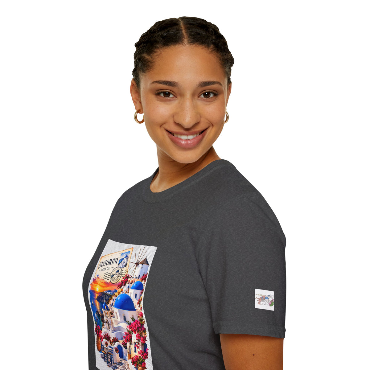Santorini Greece Vintage Travel T-Shirt – Scenic Oia Sunset Poster Tee