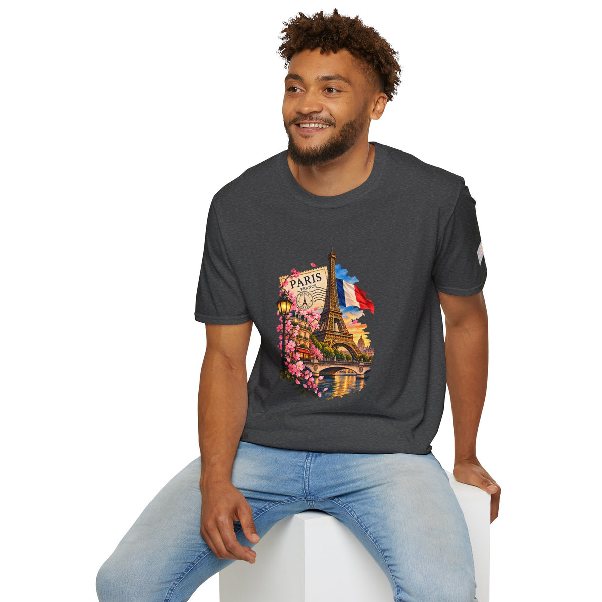 Paris Eiffel Tower Vintage Floral T-Shirt