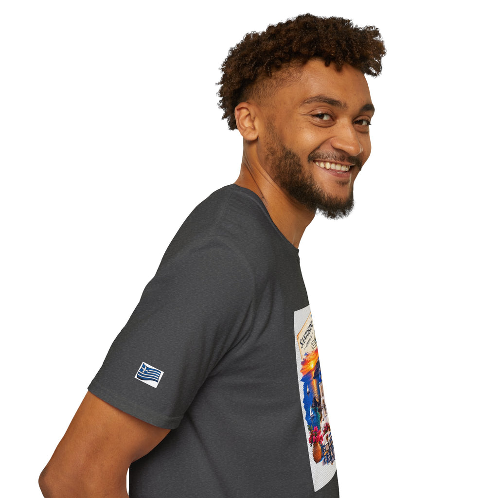 Santorini Greece Vintage Travel T-Shirt – Scenic Oia Sunset Poster Tee
