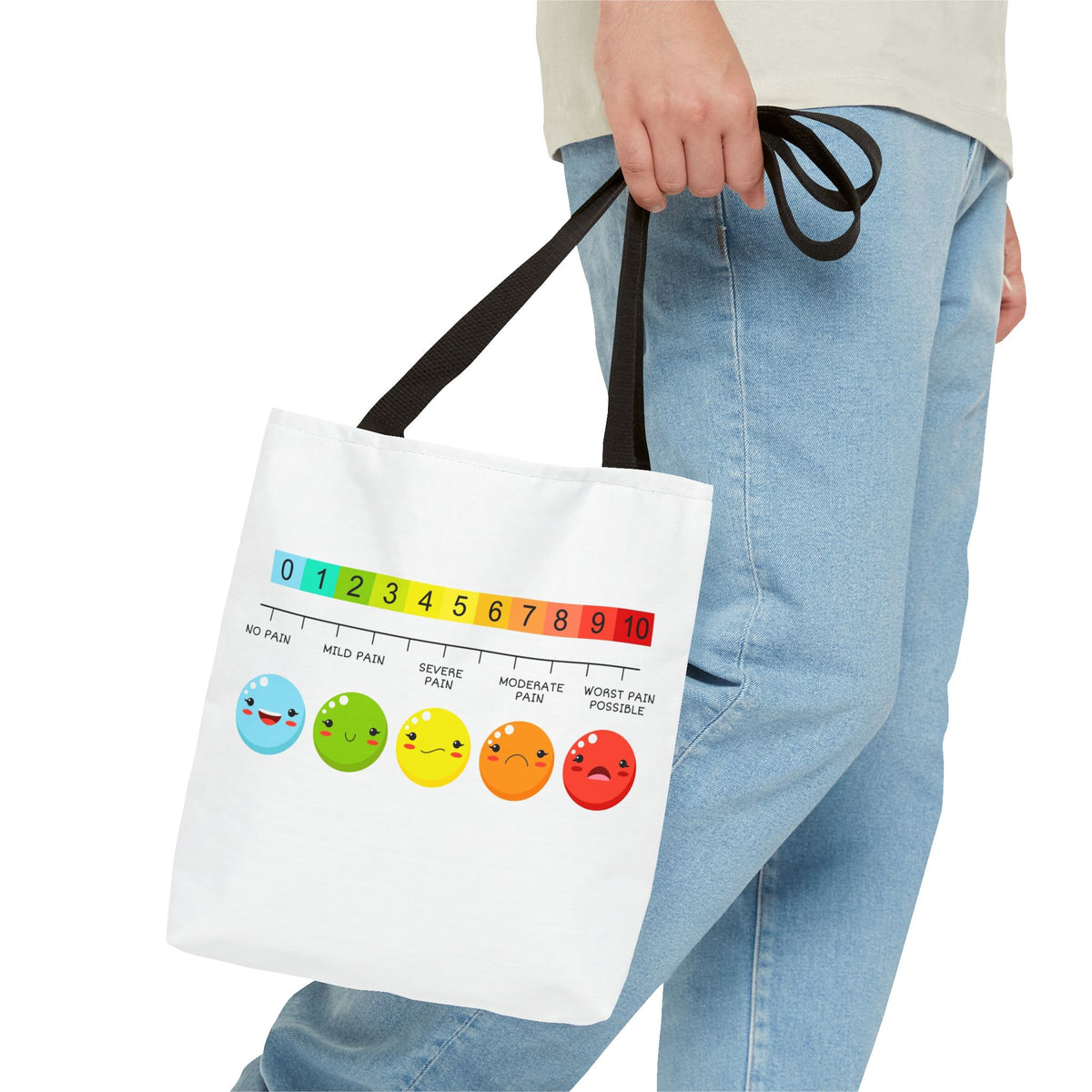 Tote Bag — Pain Scale & Sick Zombie Emoji AOP Tote