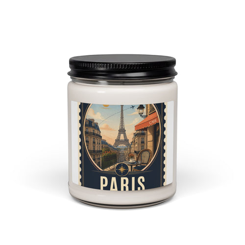 Paris Travel Scented Soy Candle — 9oz Vintage Eiffel Aromatherapy Jar