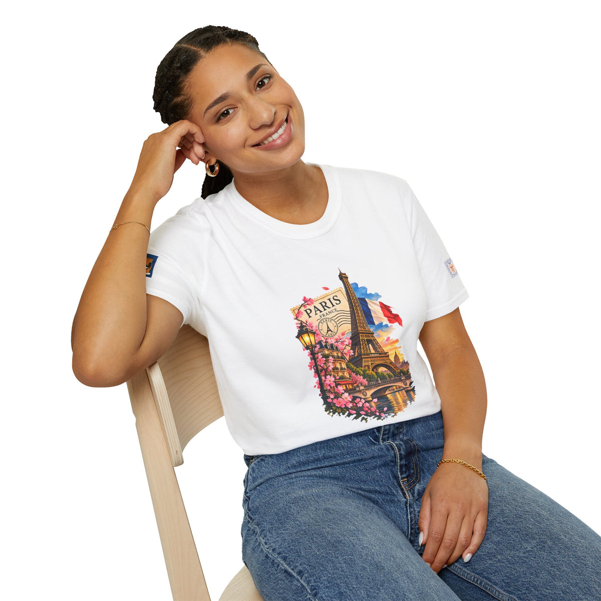 Paris Eiffel Tower Vintage Floral T-Shirt