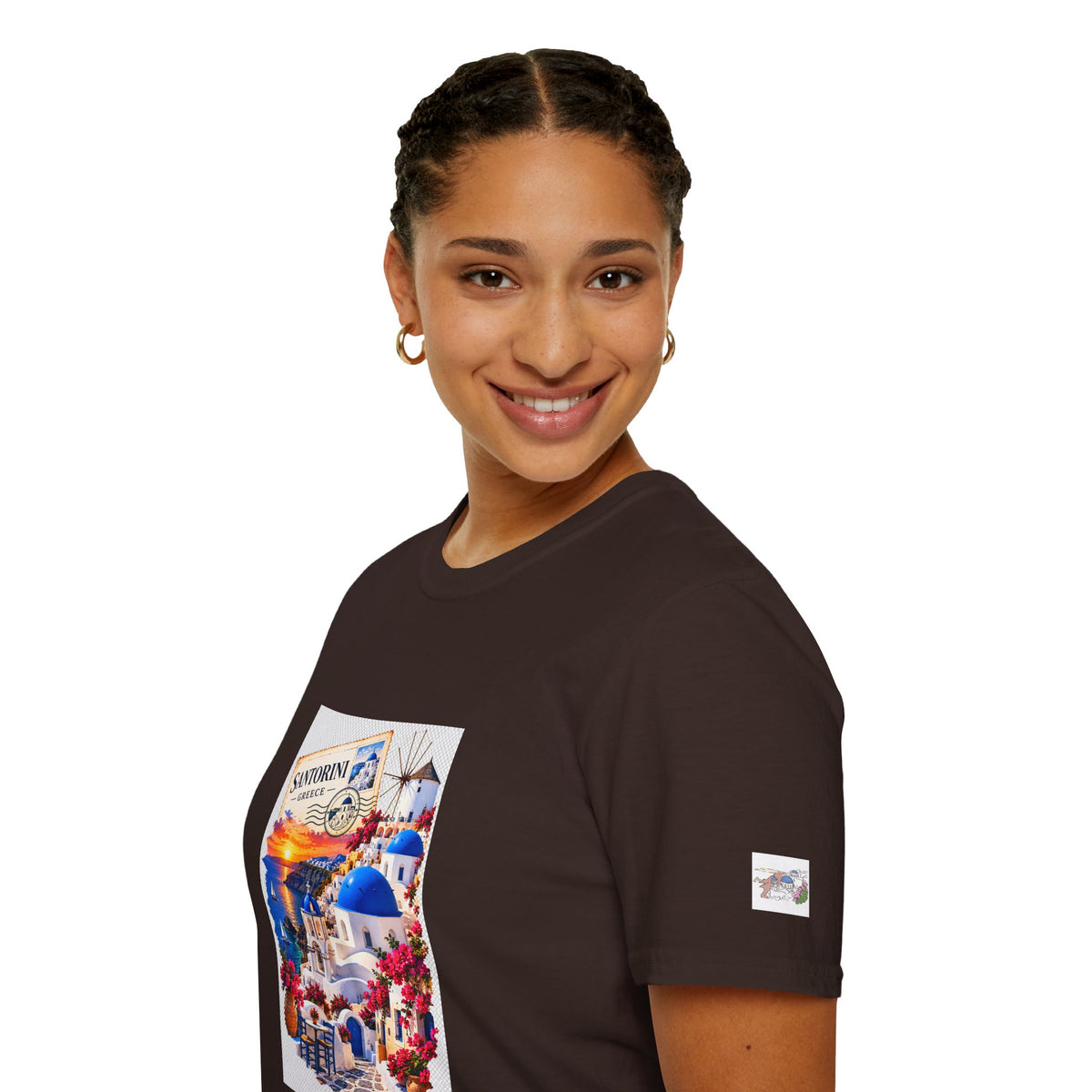 Santorini Greece Vintage Travel T-Shirt – Scenic Oia Sunset Poster Tee