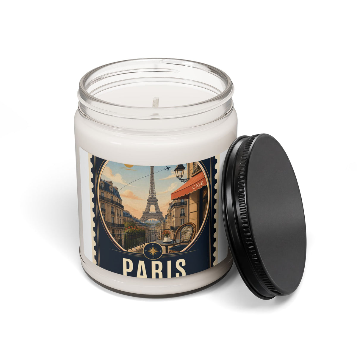 Paris Travel Scented Soy Candle — 9oz Vintage Eiffel Aromatherapy Jar