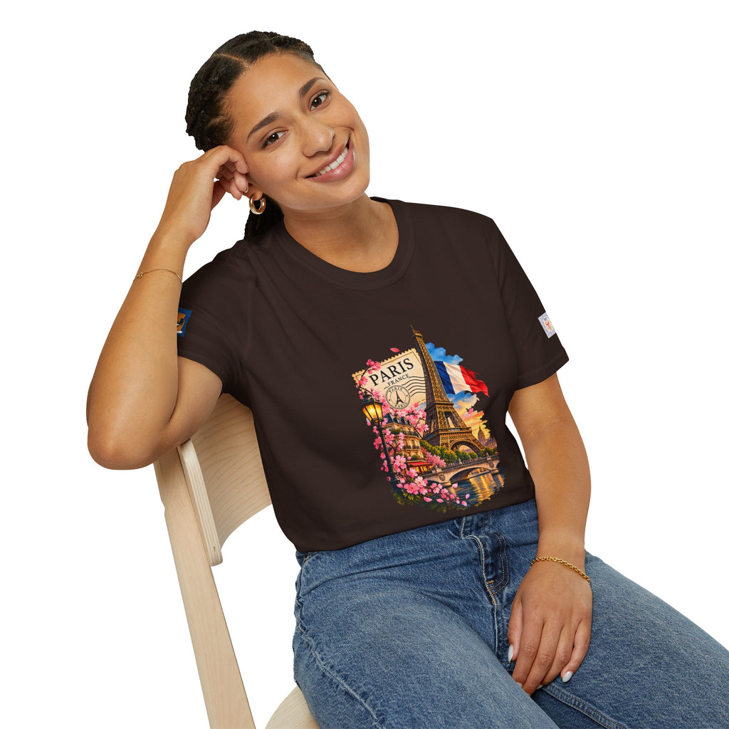 Paris Eiffel Tower Vintage Floral T-Shirt