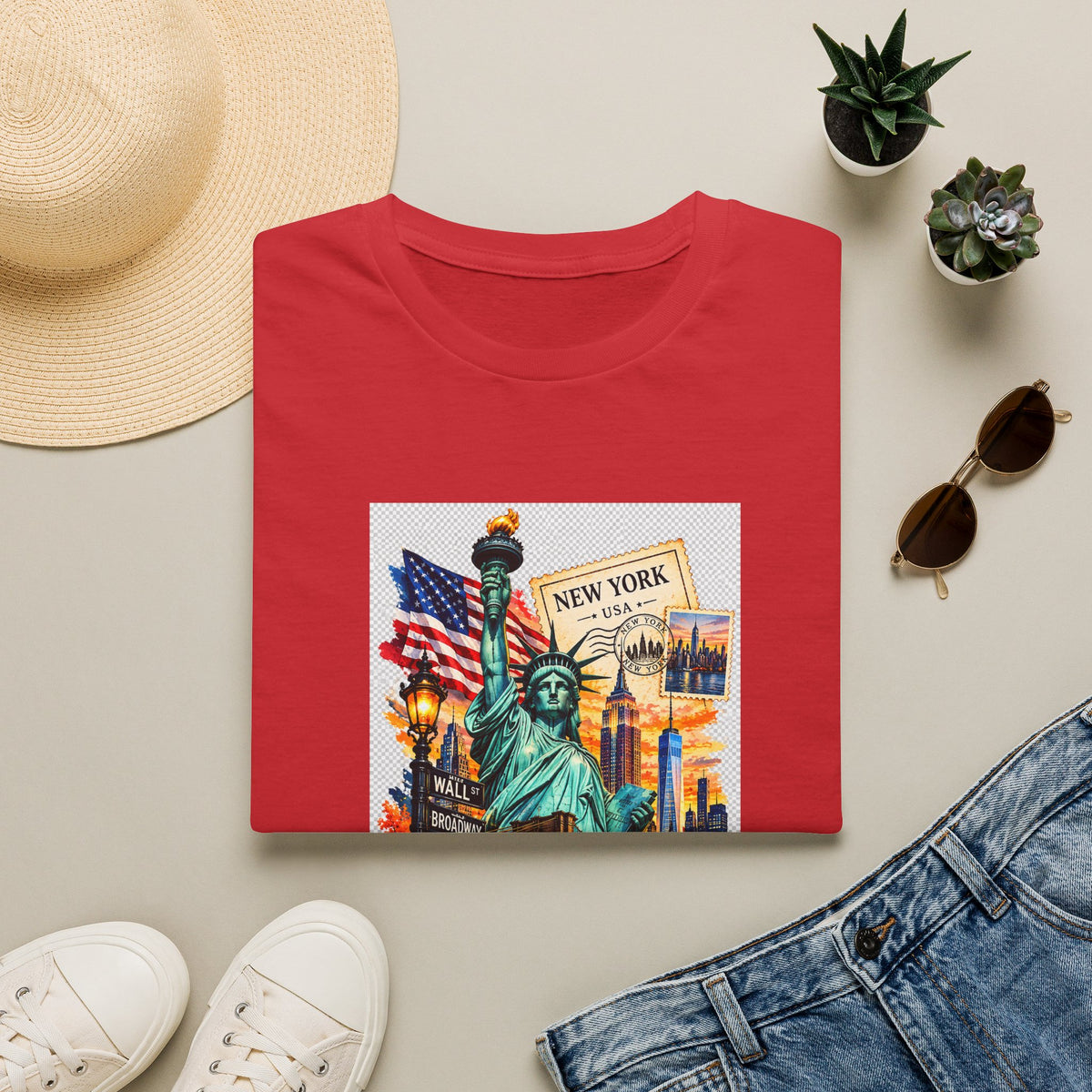 New York City Statue of Liberty Vintage Skyline T-Shirt