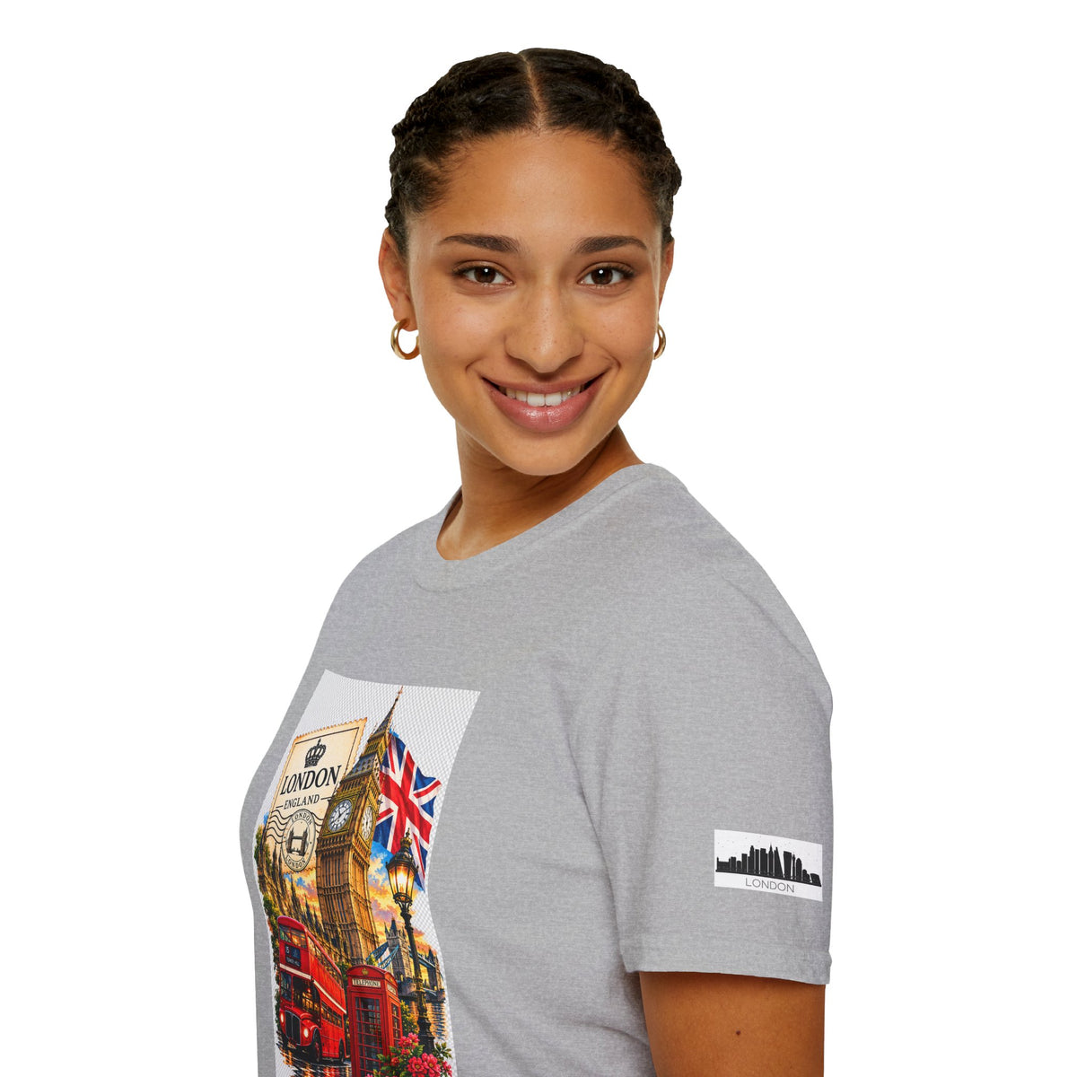 London Vintage Collage T-Shirt — Big Ben, Red Bus & Union Jack Tee